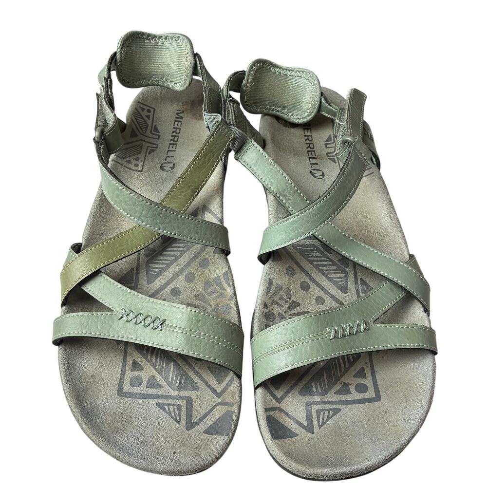Merrell Olive Green Leather Strappy Sandals